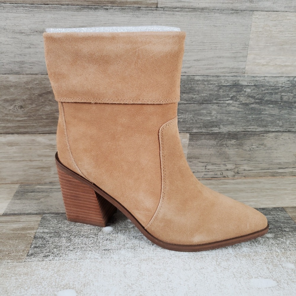 Blondo Sinner Womens Ankle Boot Sz 9 M Tortilla Suede Waterproof Side Zipper